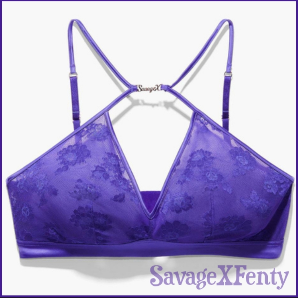 Taboo Blue~3X~Strap Up Lace Bralette